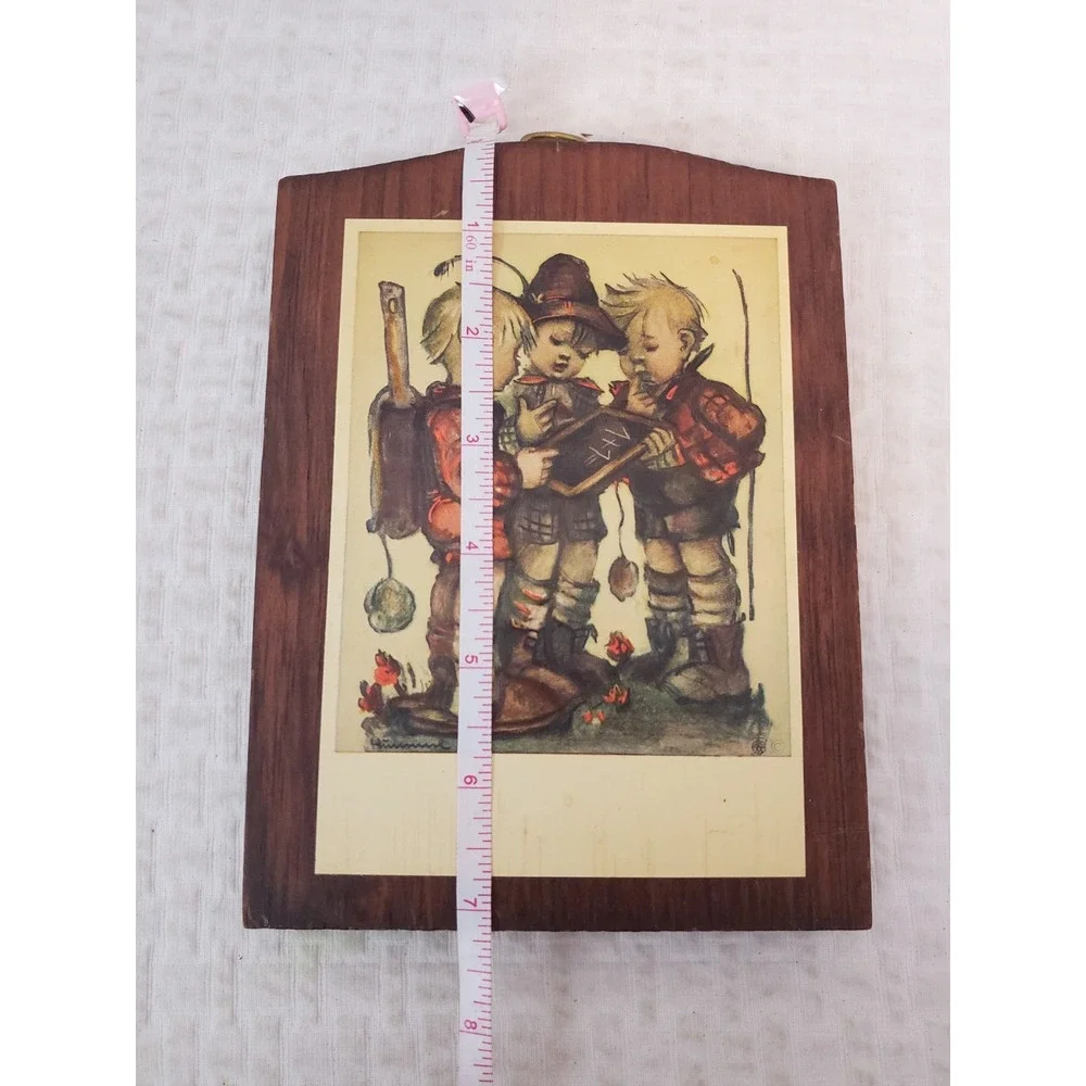 (9) Vintage Hummel Wooden Wall Plaques Boys Math Problem Girls Knitting Lot 2 - Picture 4 of 5